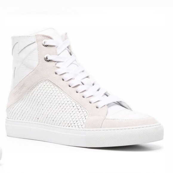 New!! Zadig & Voltaire, High Flash Keith Sneakers, Blanc(White), Size 38 - NIB - Picture 5 of 14